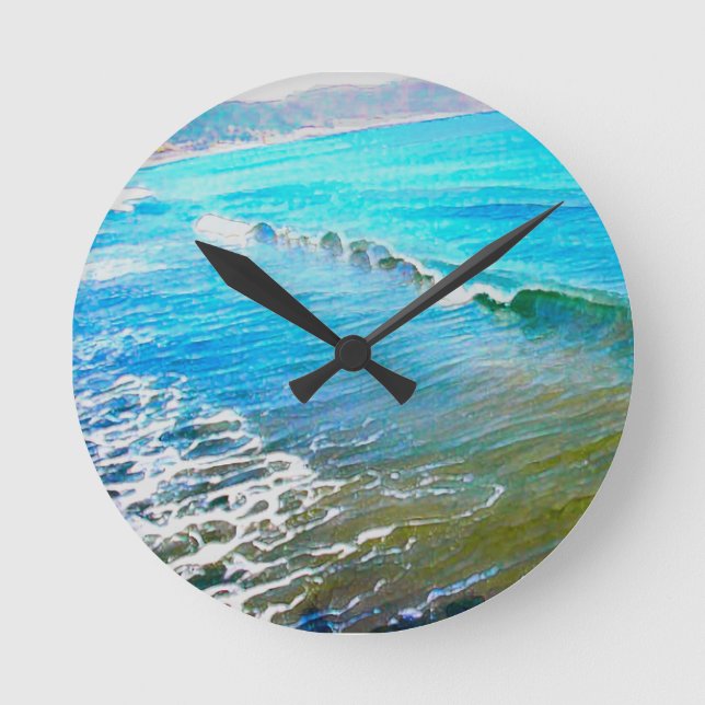 Reloj Redondo Mediano Olas de Acuarela  (Anverso)