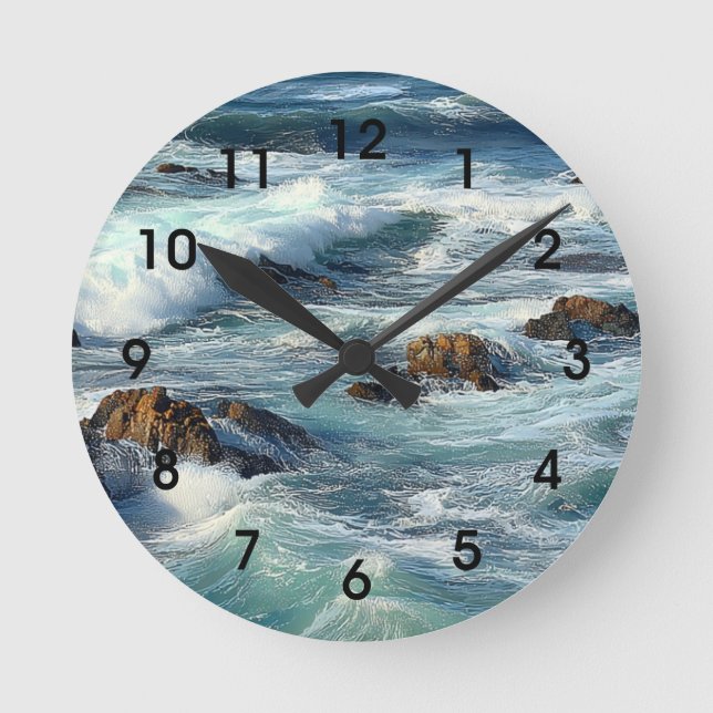 Reloj Redondo Mediano Olas del Océano Pacífico (Anverso)