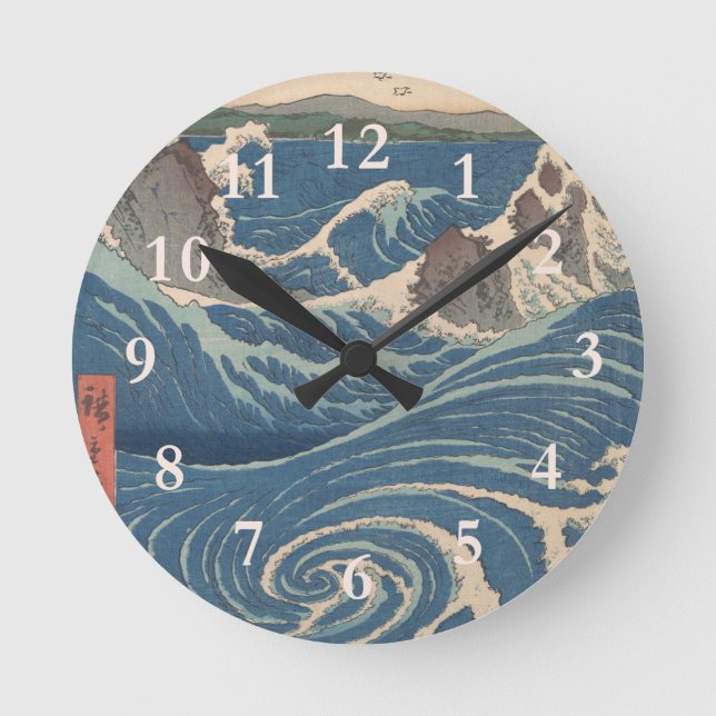Reloj Redondo Mediano Olas japonesas de arte de Naruto Whirlpool (Anverso)