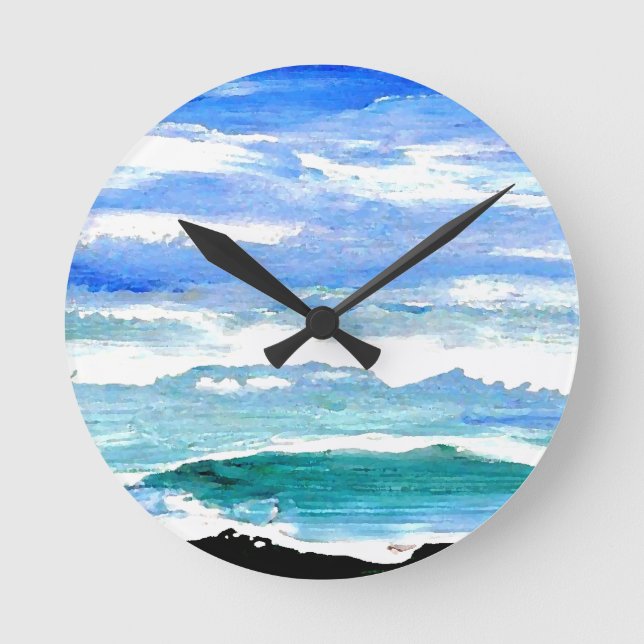 Reloj Redondo Mediano Olas oceánicas de serenidad marina regalos de deco (Anverso)