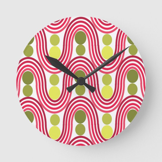 Reloj Redondo Mediano Olas y Círculos (Anverso)