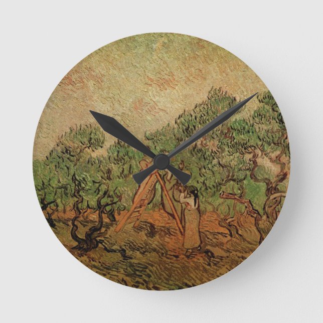 Reloj Redondo Mediano Olive Picking por Vincent van Gogh (Anverso)