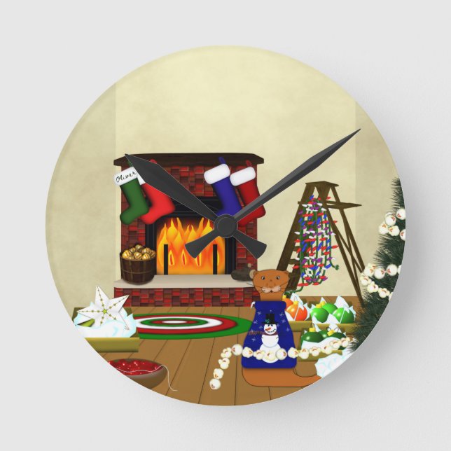 Reloj Redondo Mediano Oliver Decora para Navidad (Anverso)