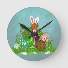 Reloj Redondo Mediano Oliver The Otter y la gran caza de huevos de Pascu