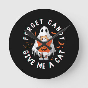 Reloj Redondo Mediano Olvidar Caramelo Dame Gato Divertido Boo Fantasma