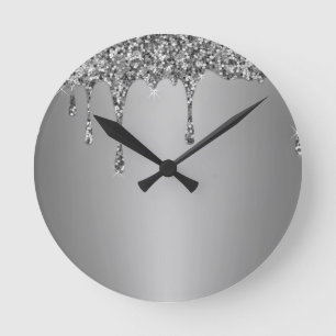 Reloj Redondo Mediano Ombre de mármol dorado moderno glamour lámina metá