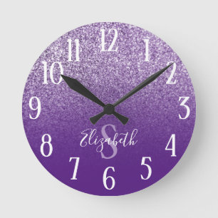 Reloj Redondo Mediano Ombre de Purpura y Améthista con Brillo Monogramad