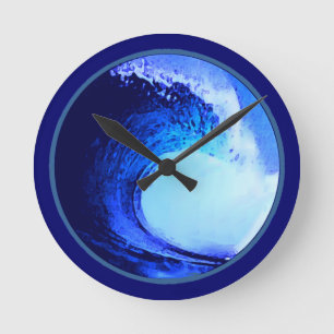 Reloj Redondo Mediano onda azul estilo surf
