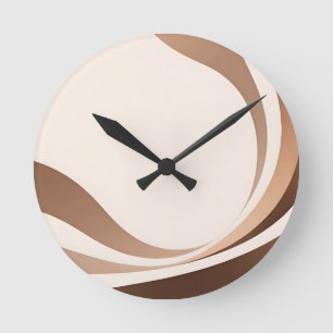 Reloj Redondo Mediano Ondas neutras abstractas Boho tonos terrosos