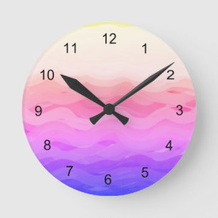 Reloj Redondo Mediano Ondas rosas