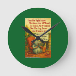 Reloj Redondo Mediano One Drunken' Mouse – Christmas Card Chaos