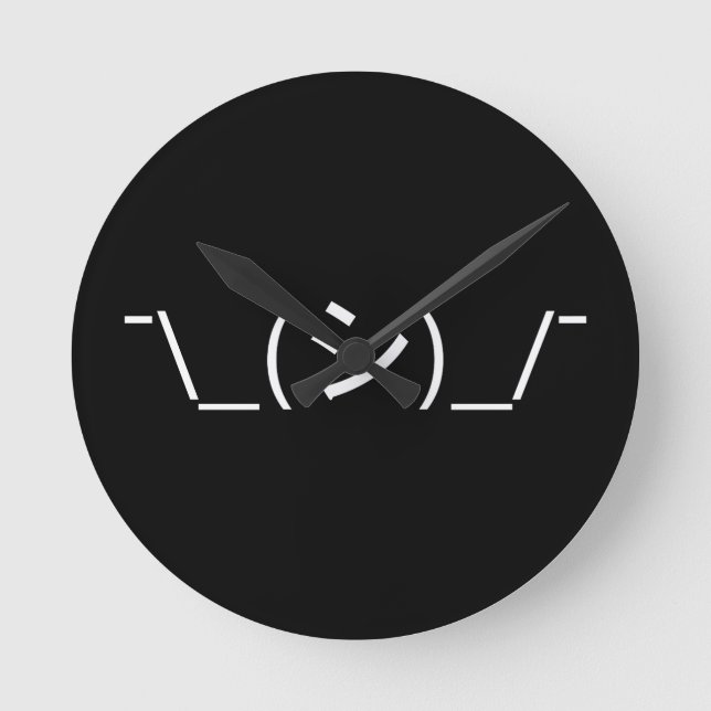 Reloj Redondo Mediano Oops Shrug Emoticon ¯\_(シ)_/ Ø Kaomoji japonés (Anverso)