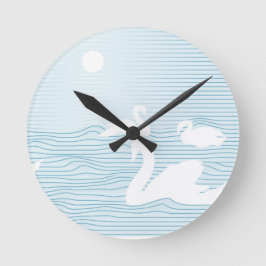 Reloj Redondo Mediano OP Art Blue Swan Drift