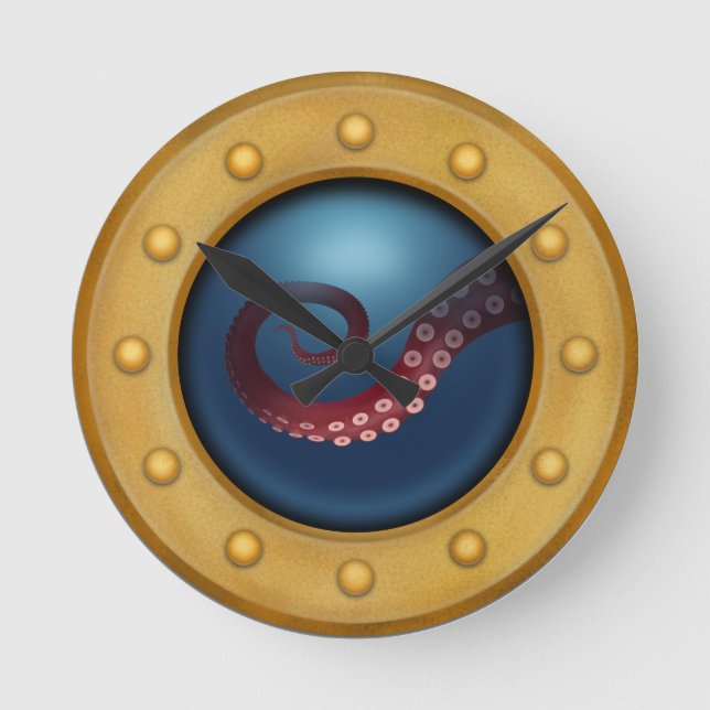 Reloj Redondo Mediano Opulpo de Brass Submarine Porthole Deep Sea (Anverso)