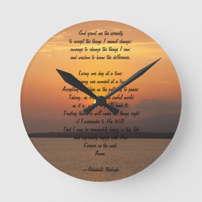 Reloj Redondo Mediano Oración de serenidad (Anverso)