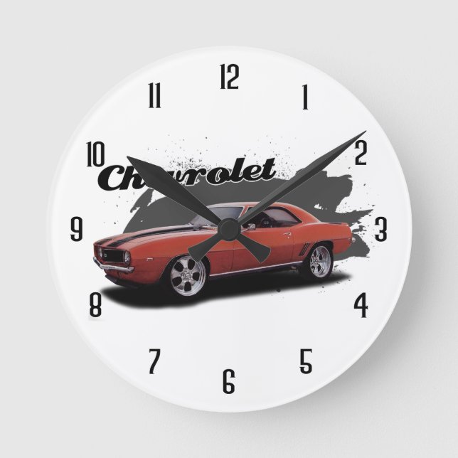 Reloj Redondo Mediano Orange 69 Camaro (Anverso)