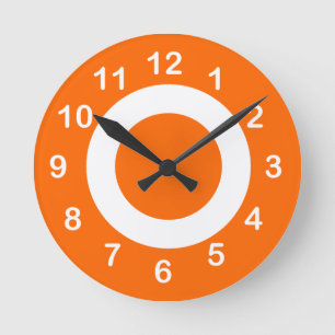 Reloj Redondo Mediano Orange and White Target-Circles