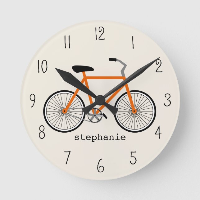 Reloj Redondo Mediano Orange Bicycle Clock (Anverso)