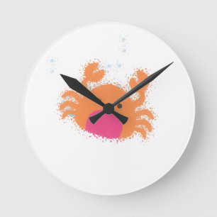 Reloj Redondo Mediano Orange Cartoon Crab