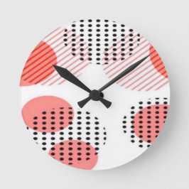 Reloj Redondo Mediano Orange Circles with Black Polka Dots pattern