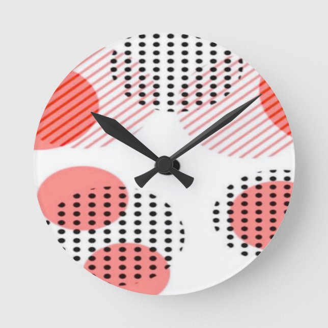 Reloj Redondo Mediano Orange Circles with Black Polka Dots pattern (Anverso)