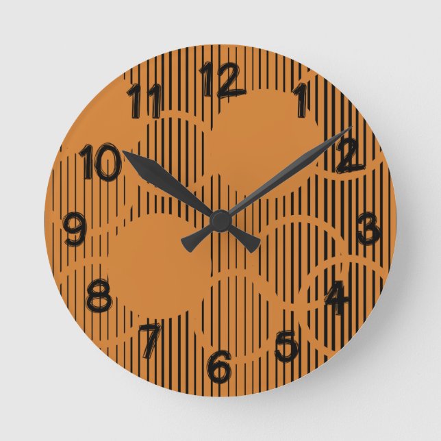 Reloj Redondo Mediano Orange Lined Circles  (Anverso)