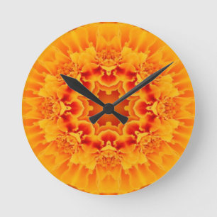 Reloj Redondo Mediano Orange Marigold Mandala