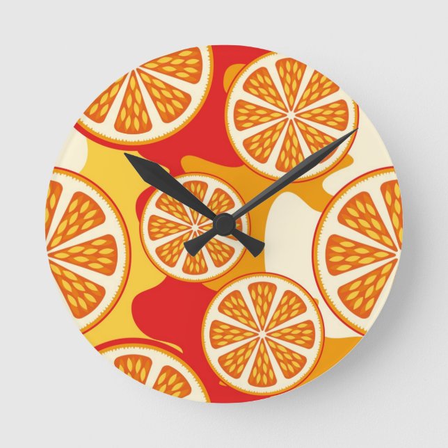 Reloj Redondo Mediano Orange pattern (Anverso)
