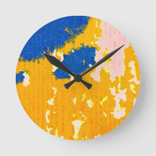 Reloj Redondo Mediano Orange Yellow Sky Blue Light Pink Peeling Paint