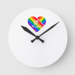 Reloj Redondo Mediano Orgullo Arcoíris Corazón