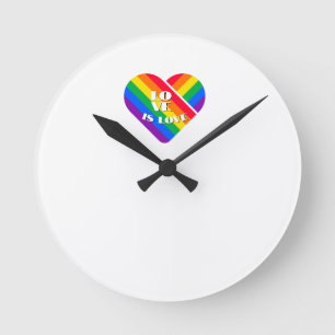 Reloj Redondo Mediano Orgullo Arcoíris Corazón  