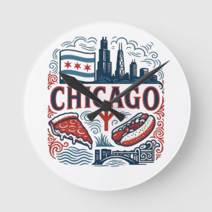 Reloj Redondo Mediano Orgullo de la ciudad de Chicago