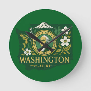 Reloj Redondo Mediano Orgullo del estado de Washington