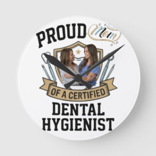 Reloj Redondo Mediano Orgullosa Mamá de un Regalo de Higienista Dental C