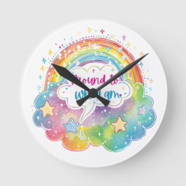 Reloj Redondo Mediano Orgulloso de Quién Soy Arte de Arcoíris Amor Propi
