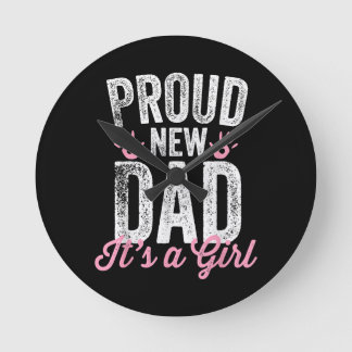 Reloj Redondo Mediano Orgulloso nuevo papá es un regalo Chica, padre pro