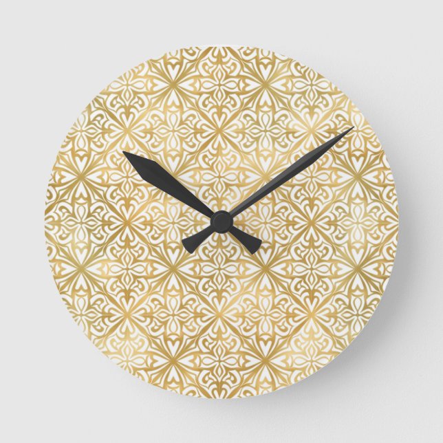 Reloj Redondo Mediano Ornamento Dorado (Anverso)
