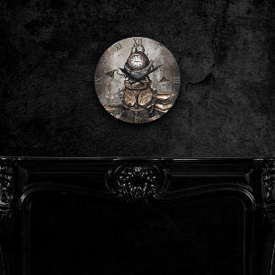 Reloj Redondo Mediano Ornate Steampunk Cauldron   Libros de deletreo y r