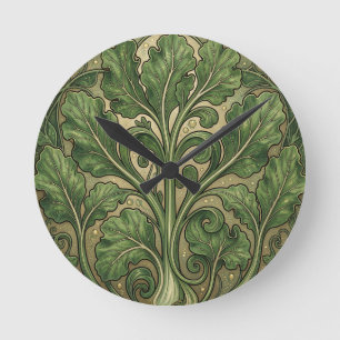 Reloj Redondo Mediano Ornato Kale Verde Art Nouveau