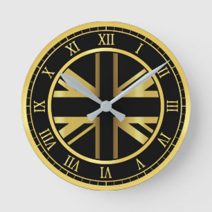 Reloj Redondo Mediano Oro de bandera británica