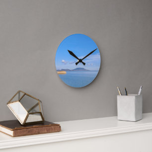 Reloj Redondo Mediano Oro en azul