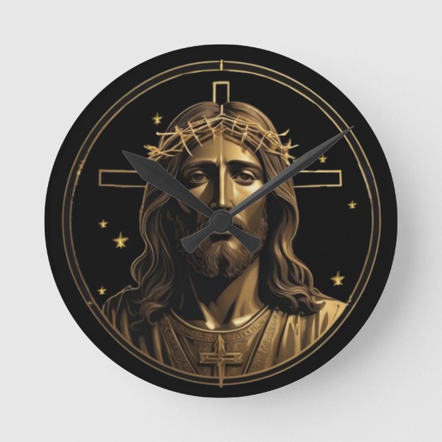 Reloj Redondo Mediano Oro Jesús 1 (Anverso)
