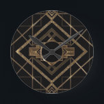 Reloj Redondo Mediano oro, negro, art deco, nouveau, vintage, elegante<br><div class="desc">oro,  negro,  art deco,  nouveau,  vintage,  elegante, moda, patrón, bello</div>