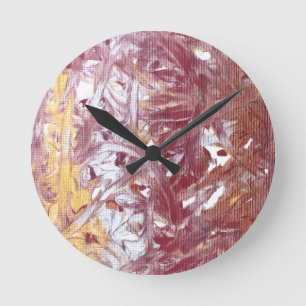 Reloj Redondo Mediano Oro, Plata, Rojo, Rosa Oro, Obra de Arte de Mármol