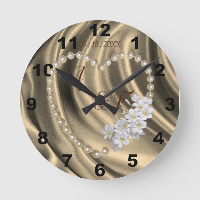 Reloj Redondo Mediano Oro, verde, marfil, azul, seda y perlas (Anverso)