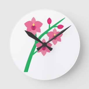 Reloj Redondo Mediano Orquídeas