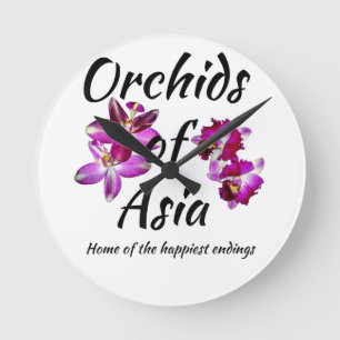Reloj Redondo Mediano Orquídeas de Asia