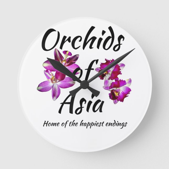 Reloj Redondo Mediano Orquídeas de Asia (Anverso)
