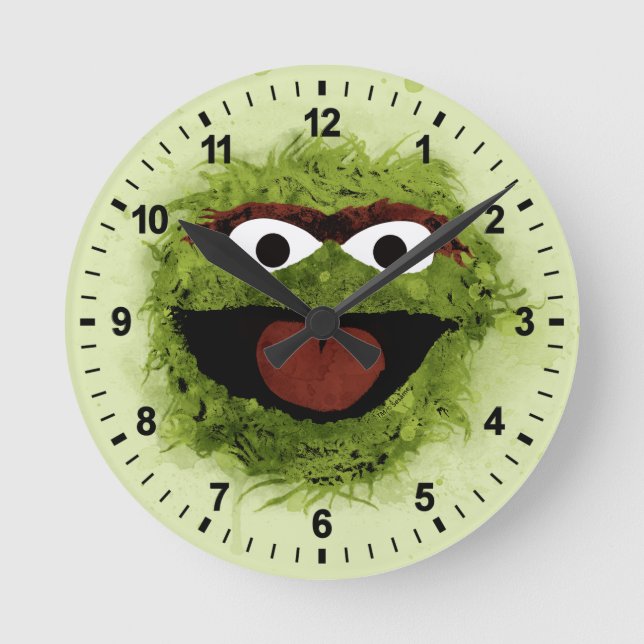 Reloj Redondo Mediano Oscar el Grouch | Tendencia acuarela (Anverso)