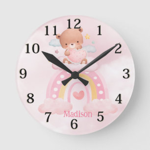 Reloj Redondo Mediano Ositas Personalizadas Arcoíris